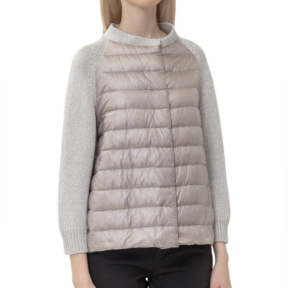 NWT Herno Metallic Knit and Down Combo Raglan Jacket - Picture 3 of 7